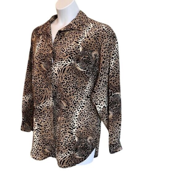 Animal Print Long Sleeve Plus Size Top Blouse Impressions of California - Picture 3 of 8